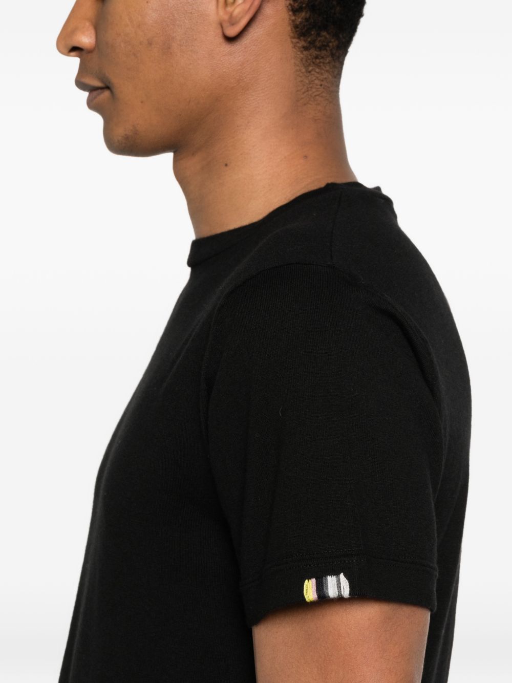 extreme cashmere Striped Cotton-Cashmere T-Shirt — Black, view 5