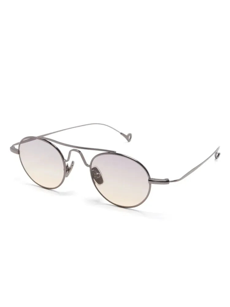 Eyepetizer TRIBECA Round Metal Frame Sunglasses — Silver, view 2
