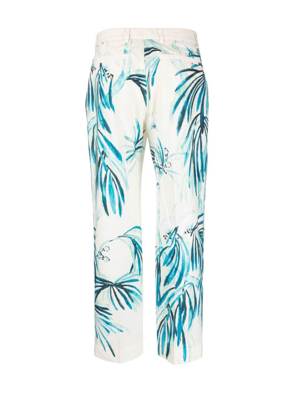 F.R.S . Leaf-Print Cotton Trousers — Ivory, view 3