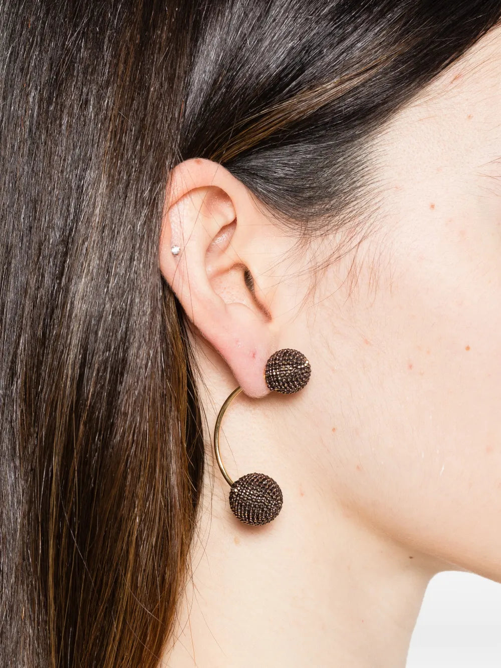 Fabiana Filippi Beaded Earrings — Brown, view 3