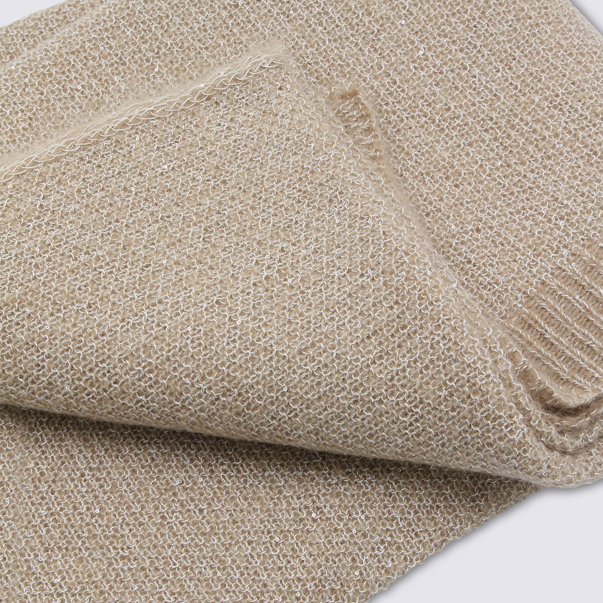 Fabiana Filippi Lightweight Knit Scarf — Beige, view 2