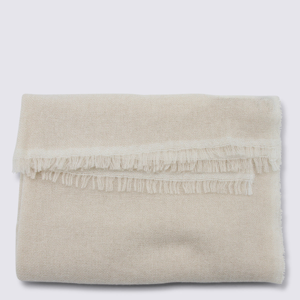 Fabiana Filippi Fringed Wool Blend Scarf — Beige by Fabiana Filippi
