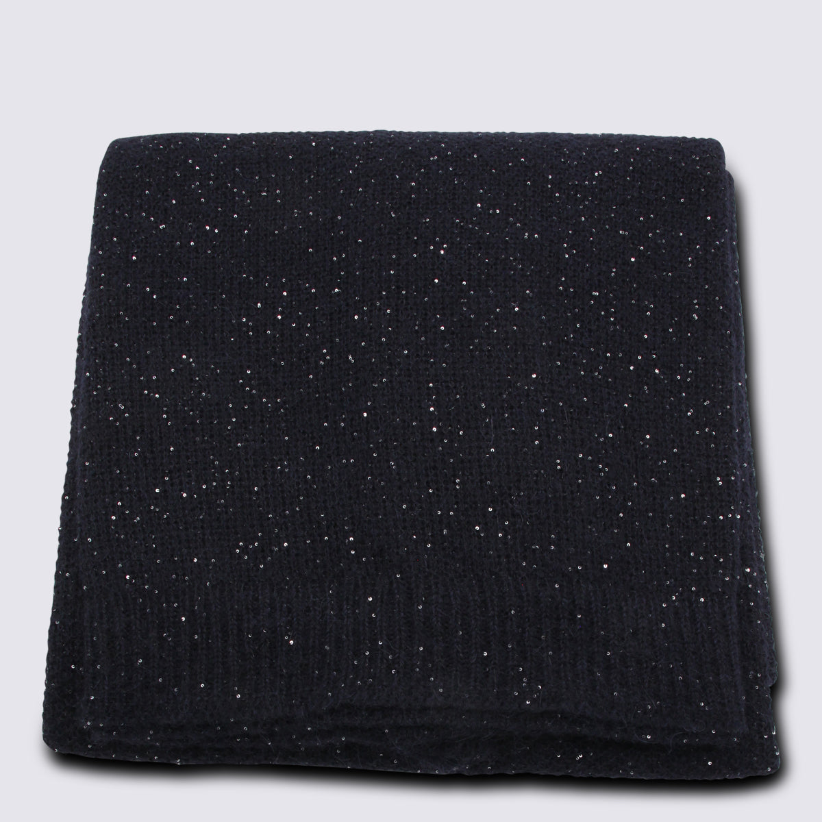 Fabiana Filippi Glitter-Embellished Knit Scarf — Navy by Fabiana Filippi