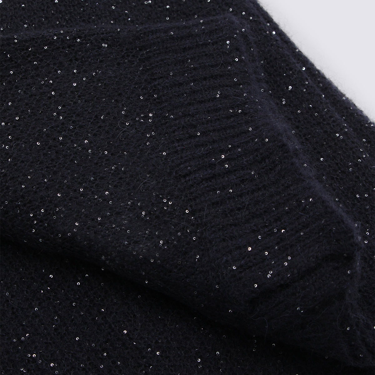 Fabiana Filippi Glitter-Embellished Knit Scarf — Navy, view 2