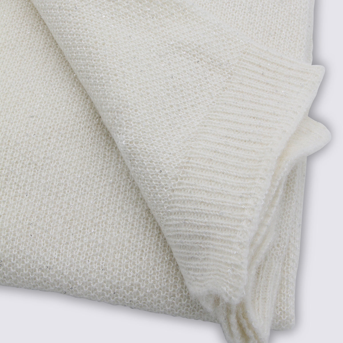 Fabiana Filippi Knit Wool Blend Scarf — White, view 2