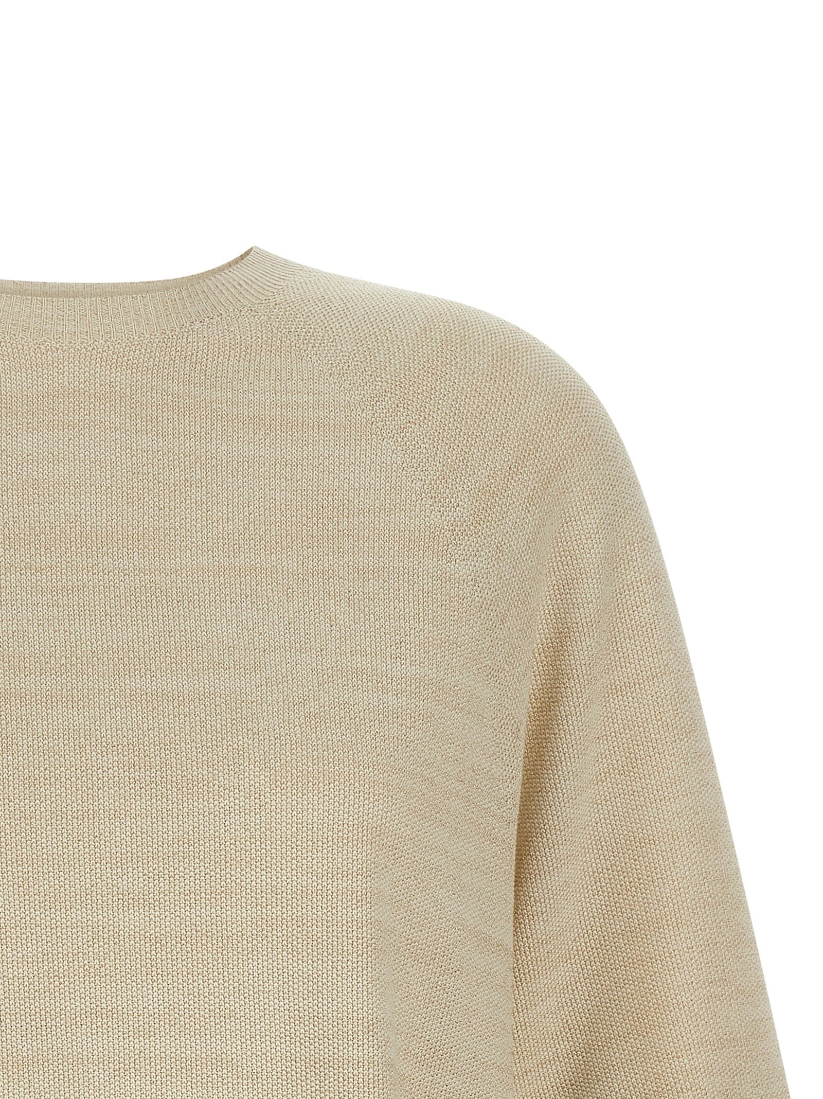 Fabiana Filippi Lamé-Thread Knit Sweater — Beige, view 3