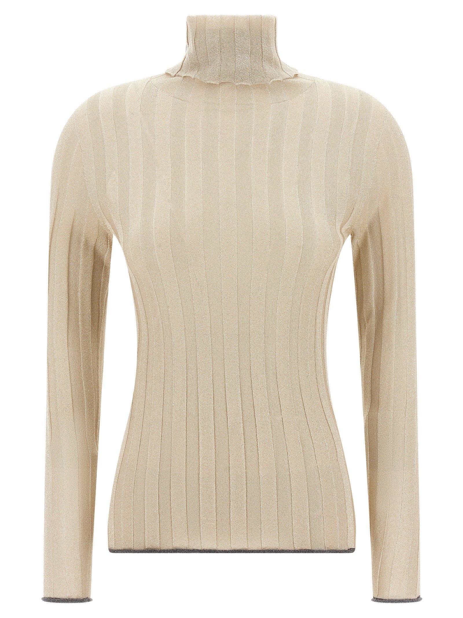 Fabiana Filippi Ribbed Lurex Sweater — Beige by Fabiana Filippi