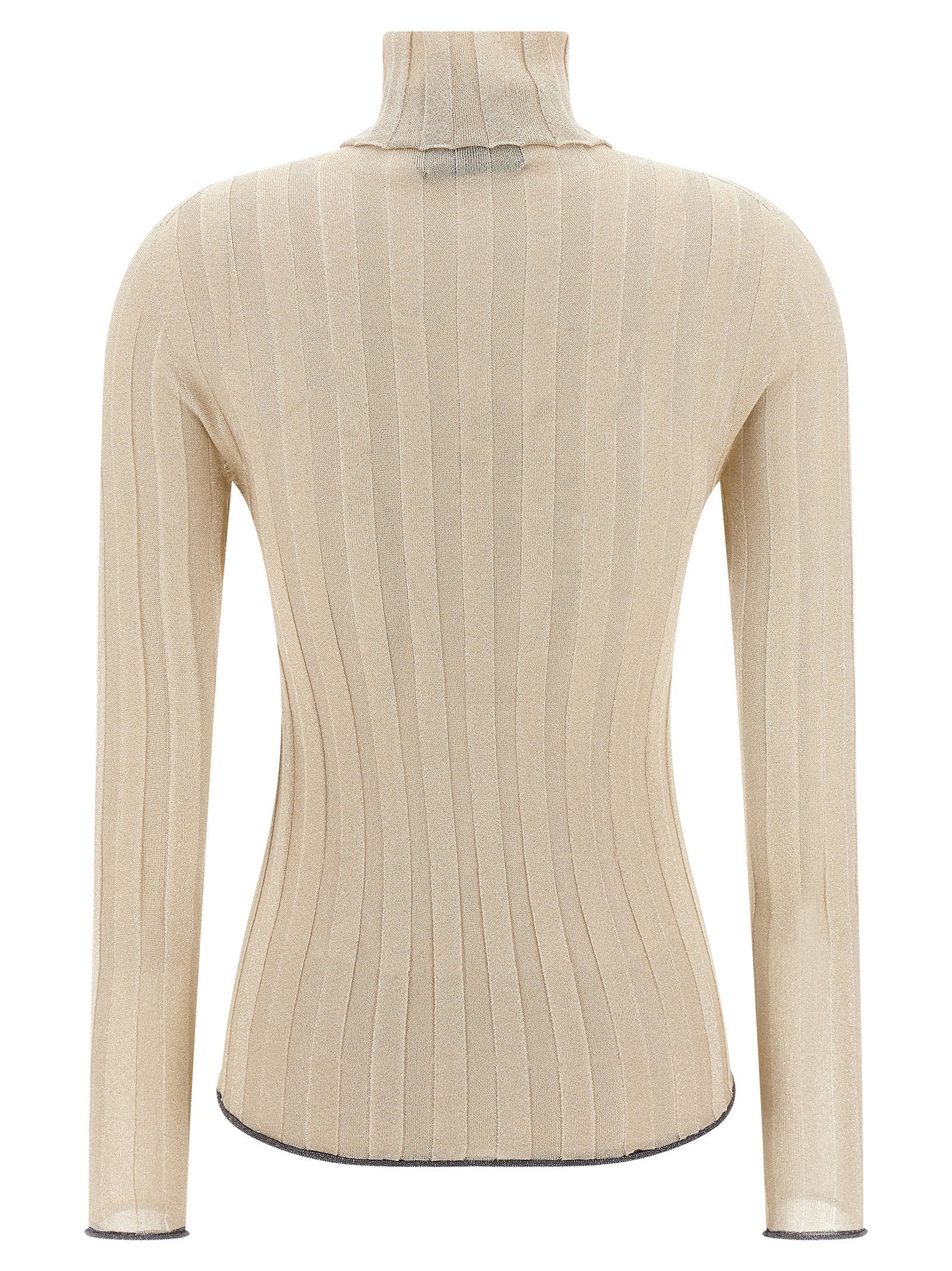 Fabiana Filippi Ribbed Lurex Sweater — Beige, view 2