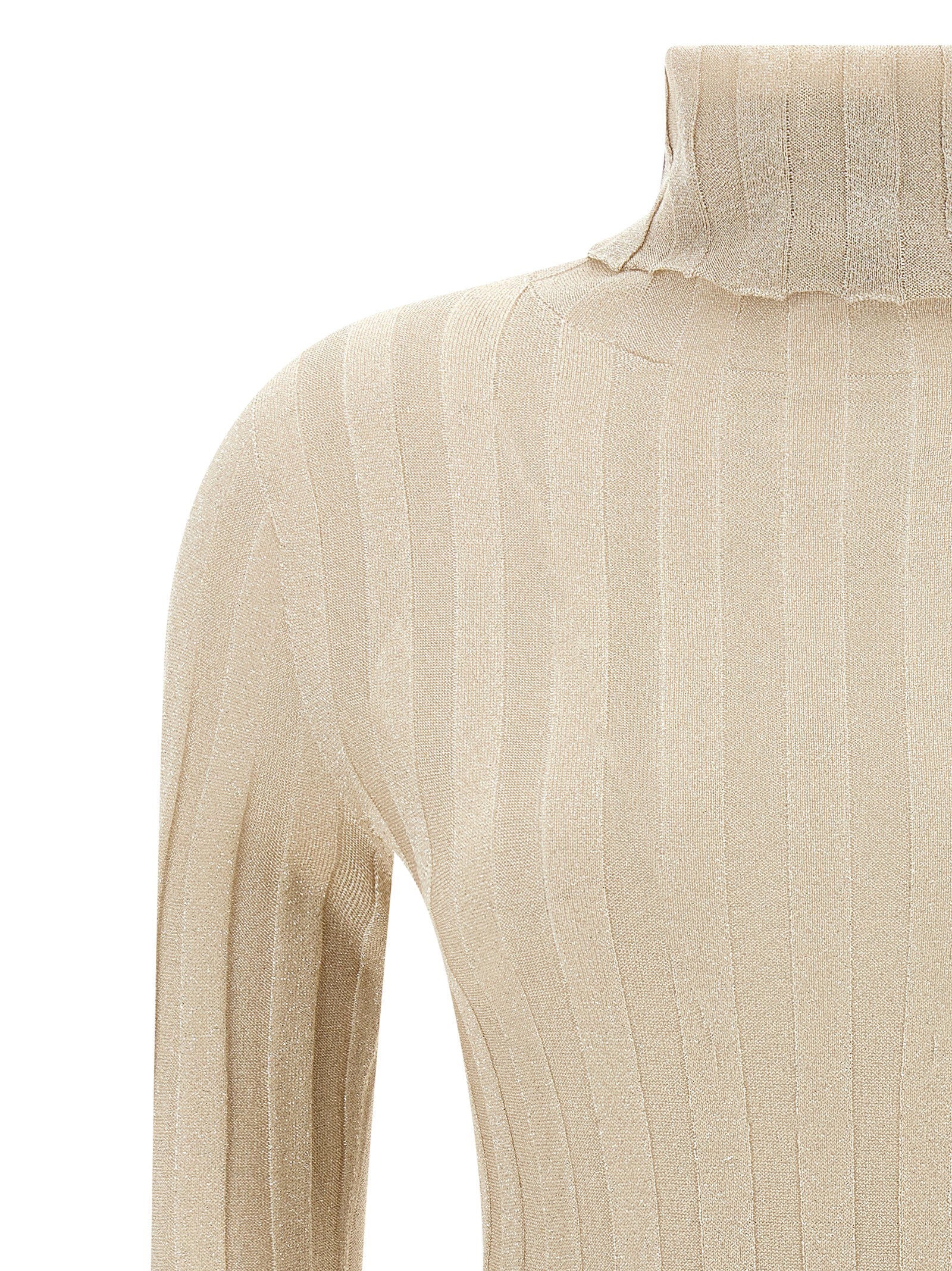 Fabiana Filippi Ribbed Lurex Sweater — Beige, view 3
