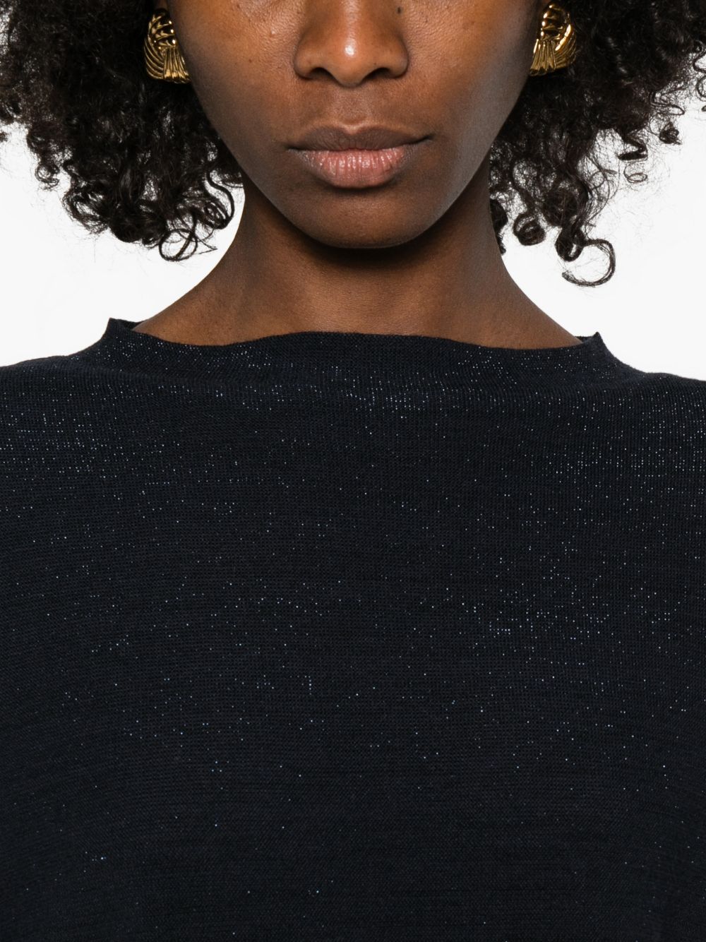 Fabiana Filippi Wool and Cotton Knit Sweater — Black, view 3