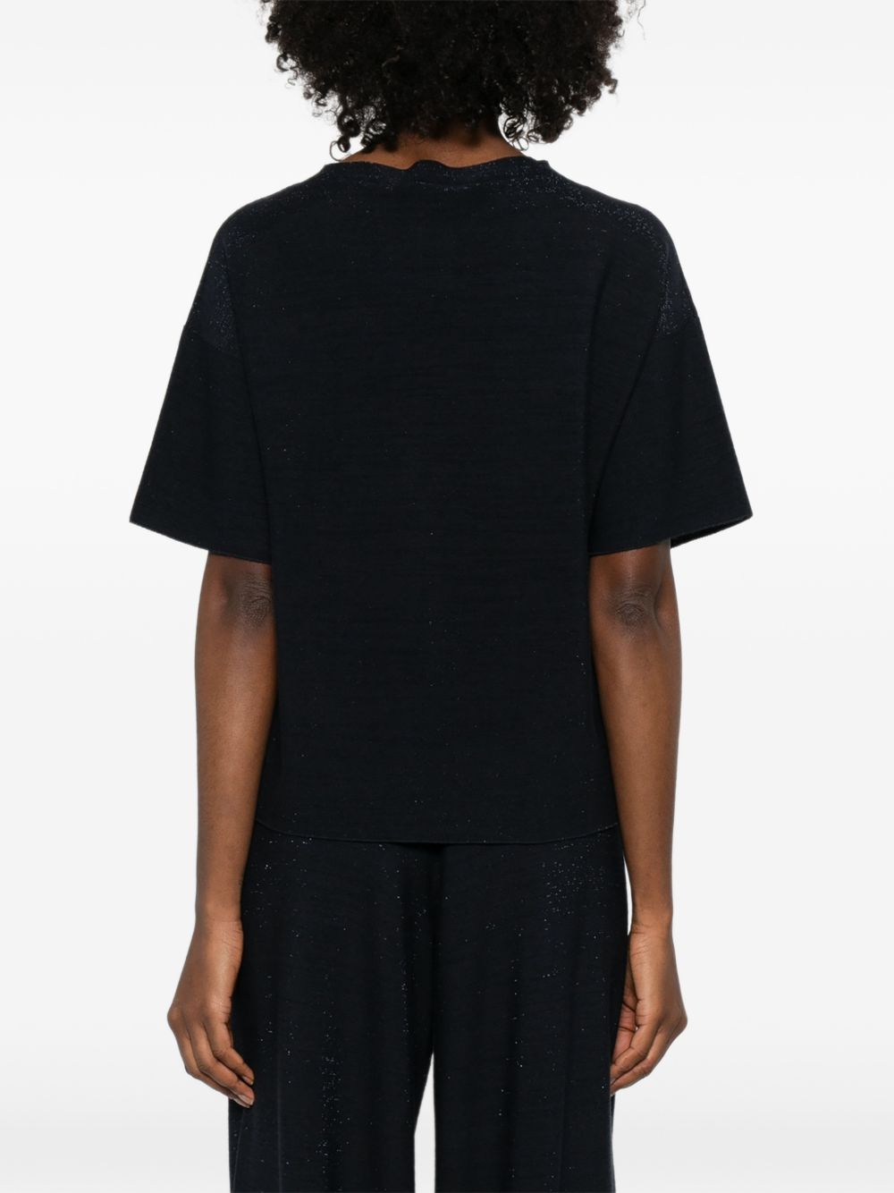 Fabiana Filippi Wool and Cotton Knit Sweater — Black, view 5