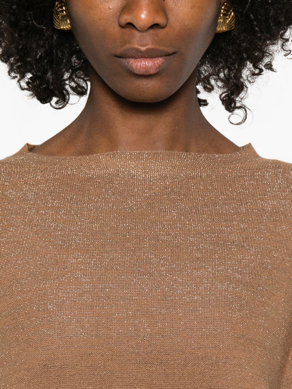 Fabiana Filippi Wool and Cotton Blend Sweater — Camel, view 2