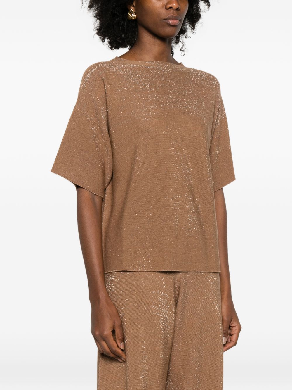 Fabiana Filippi Wool and Cotton Blend Sweater — Camel, view 3