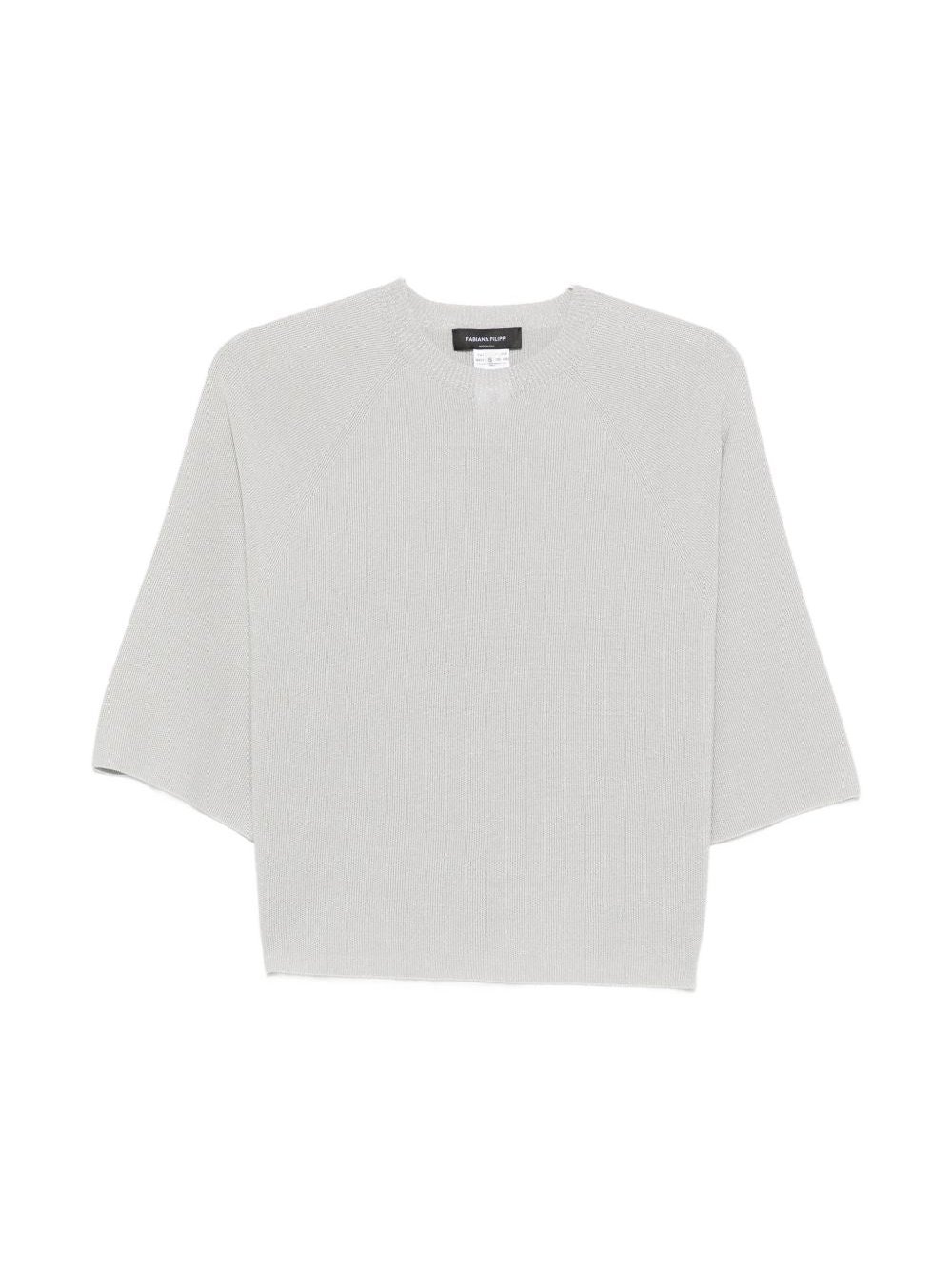 Fabiana Filippi Cotton Blend Knit Sweater — Grey by Fabiana Filippi