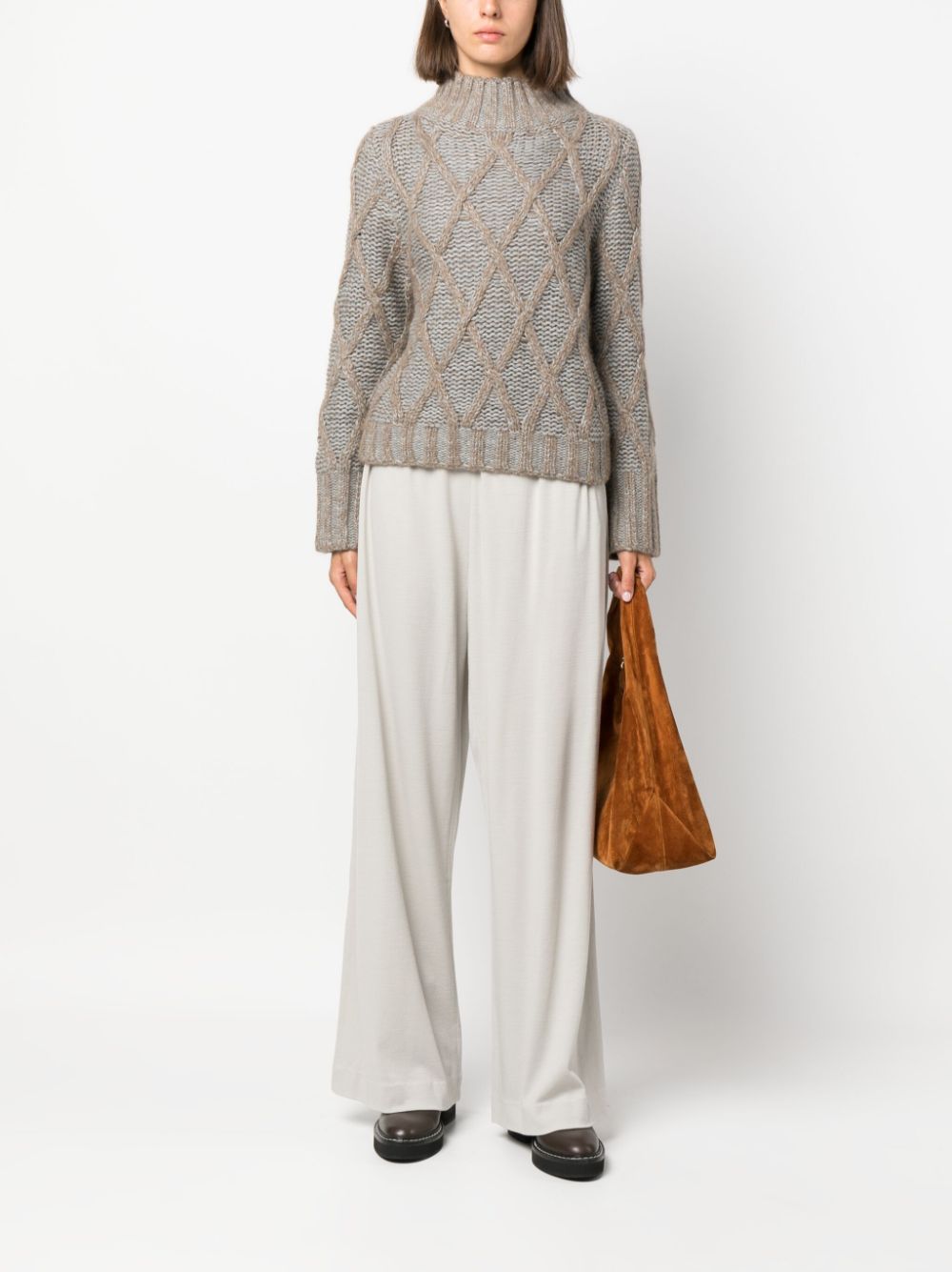 Fabiana Filippi Pleated Wool Trousers — Beige, view 4