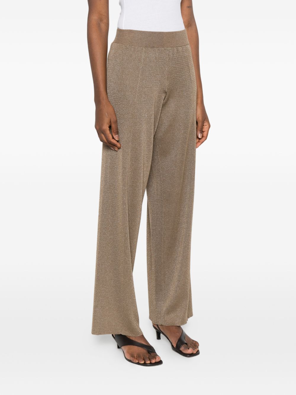 Fabiana Filippi Wide-Leg Knit Trousers — Brown, view 4