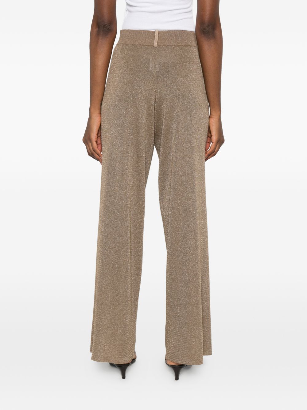 Fabiana Filippi Wide-Leg Knit Trousers — Brown, view 5
