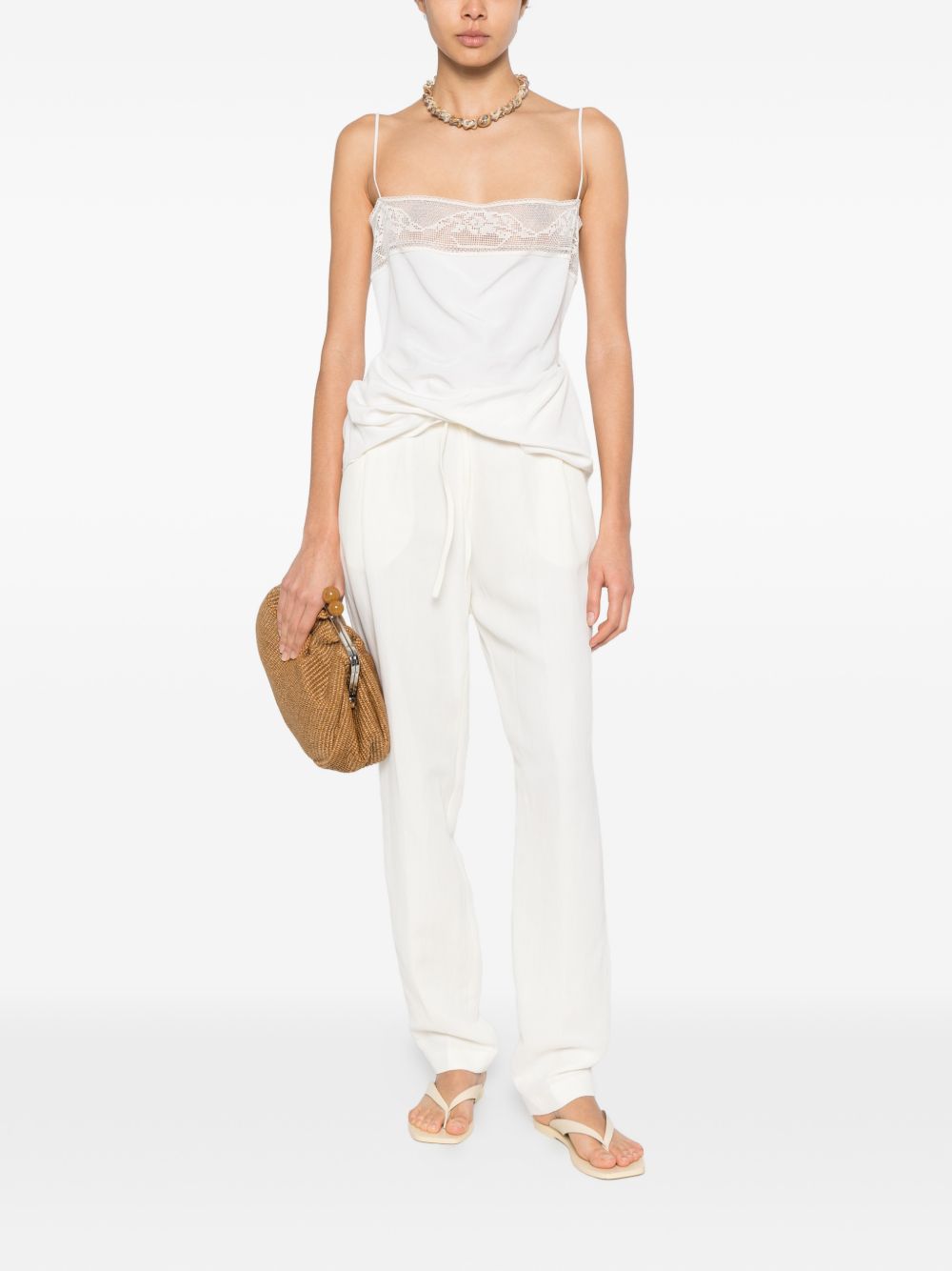 Fabiana Filippi Elasticated Waistband Trousers — Cream, view 5