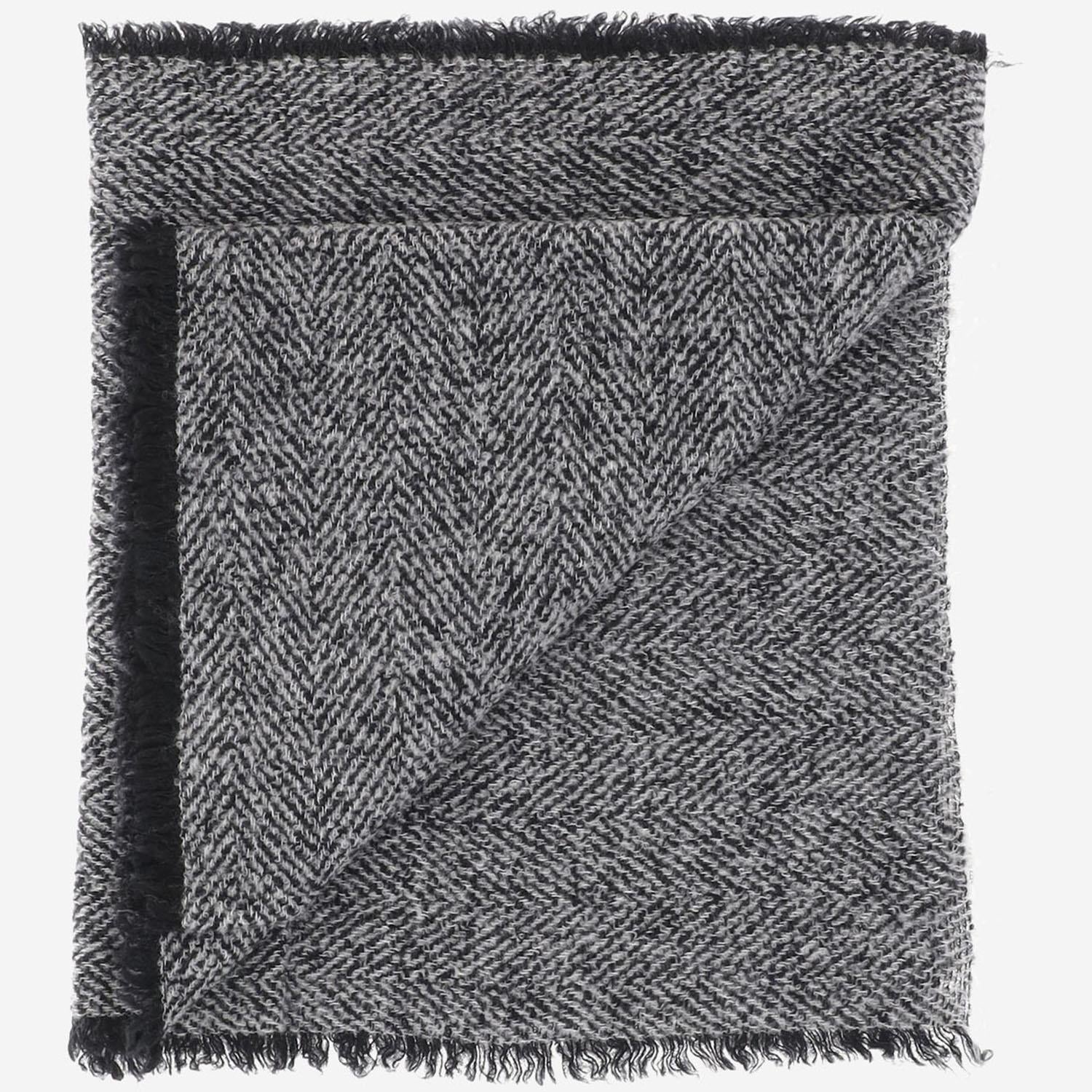 Faliero Sarti Wool-Blend Herringbone Scarf — Gray, view 3