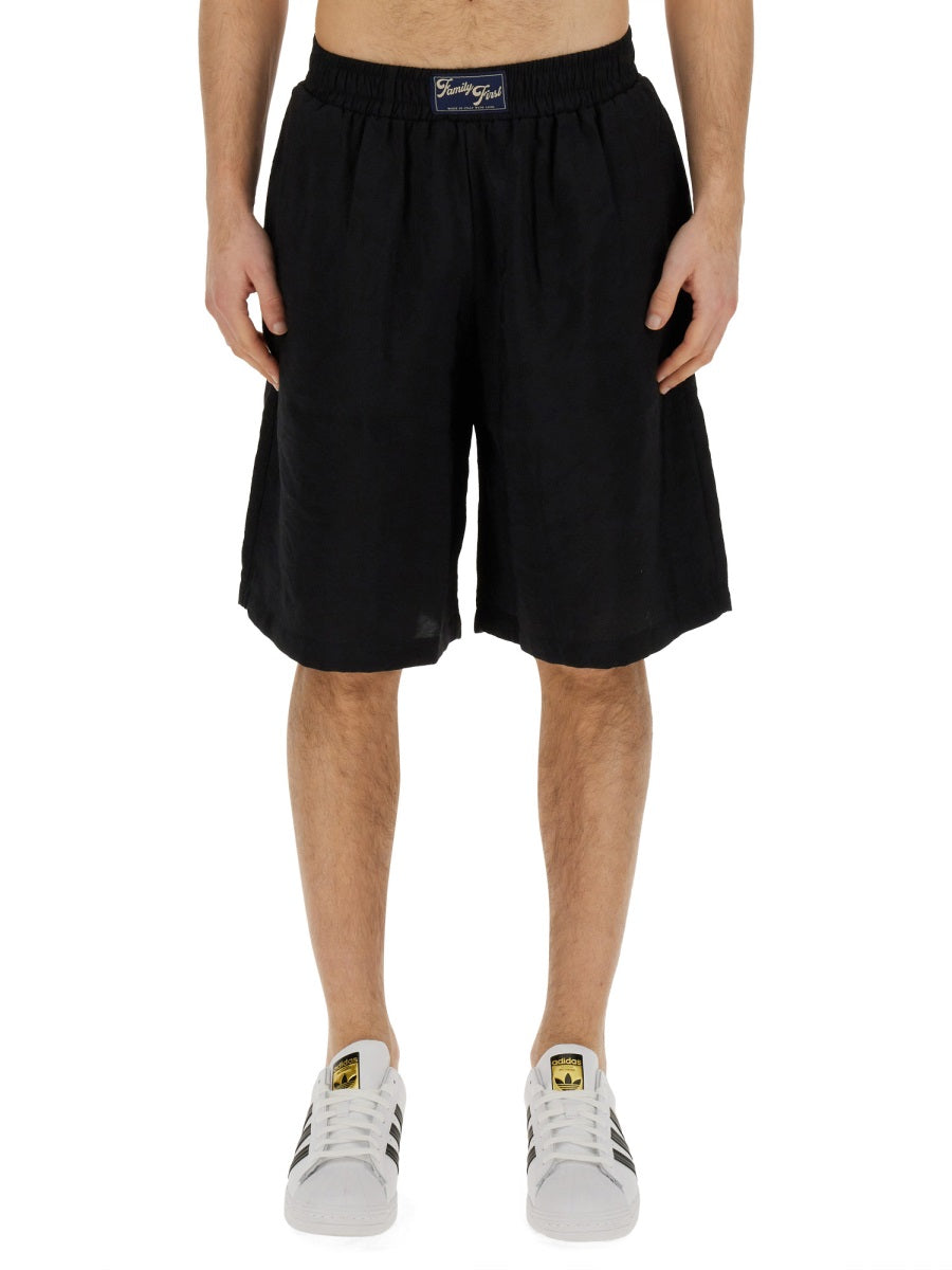 Family First Logo-Detailed Bermuda Shorts — Black, view 2