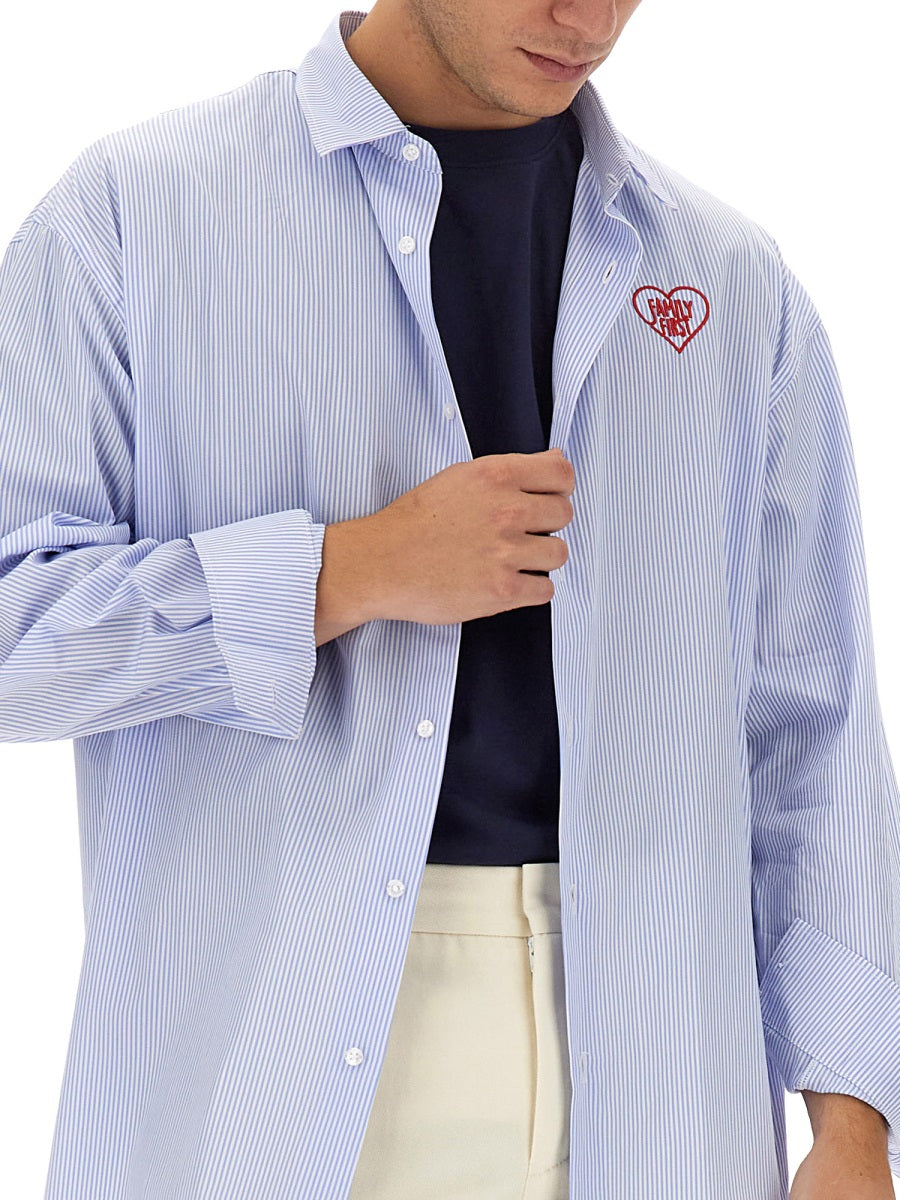 Family First Logo-Embroidered Cotton Shirt — Blue by Family First