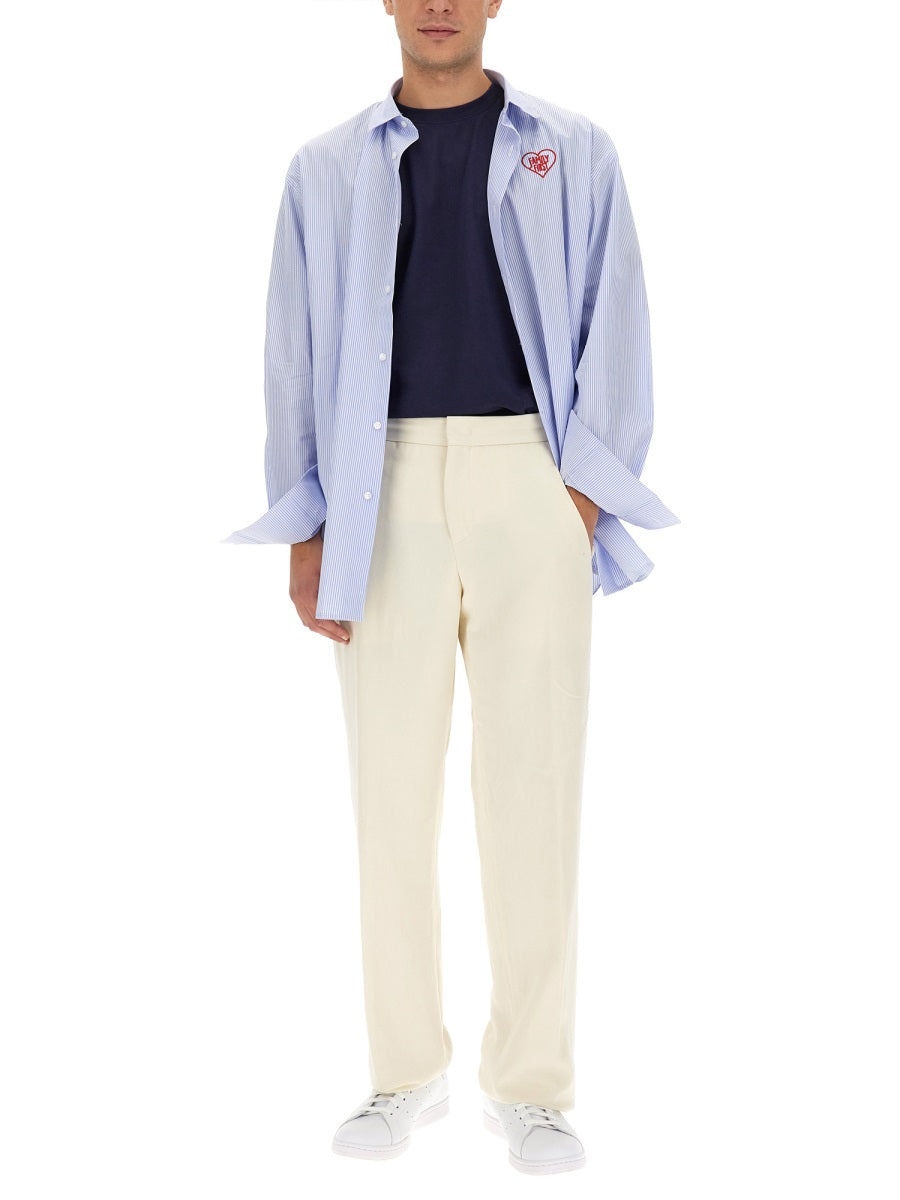 Family First Logo-Embroidered Cotton Shirt — Blue, view 2