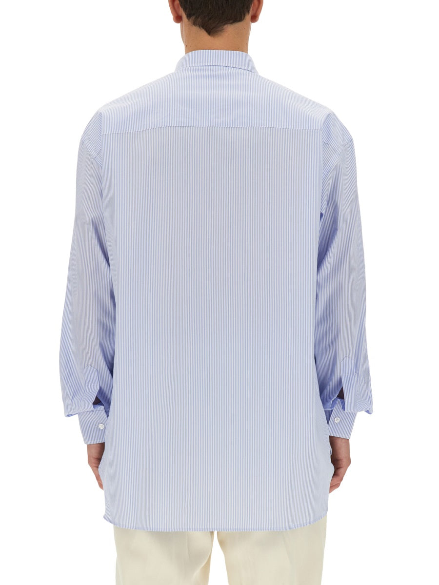 Family First Logo-Embroidered Cotton Shirt — Blue, view 3