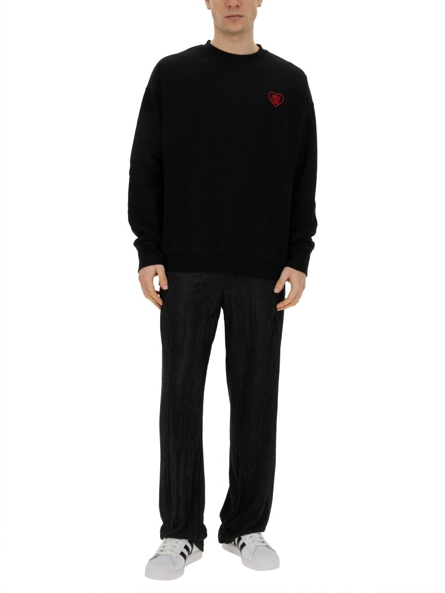 Family First Heart Embroidered Sweatshirt — Black, view 4