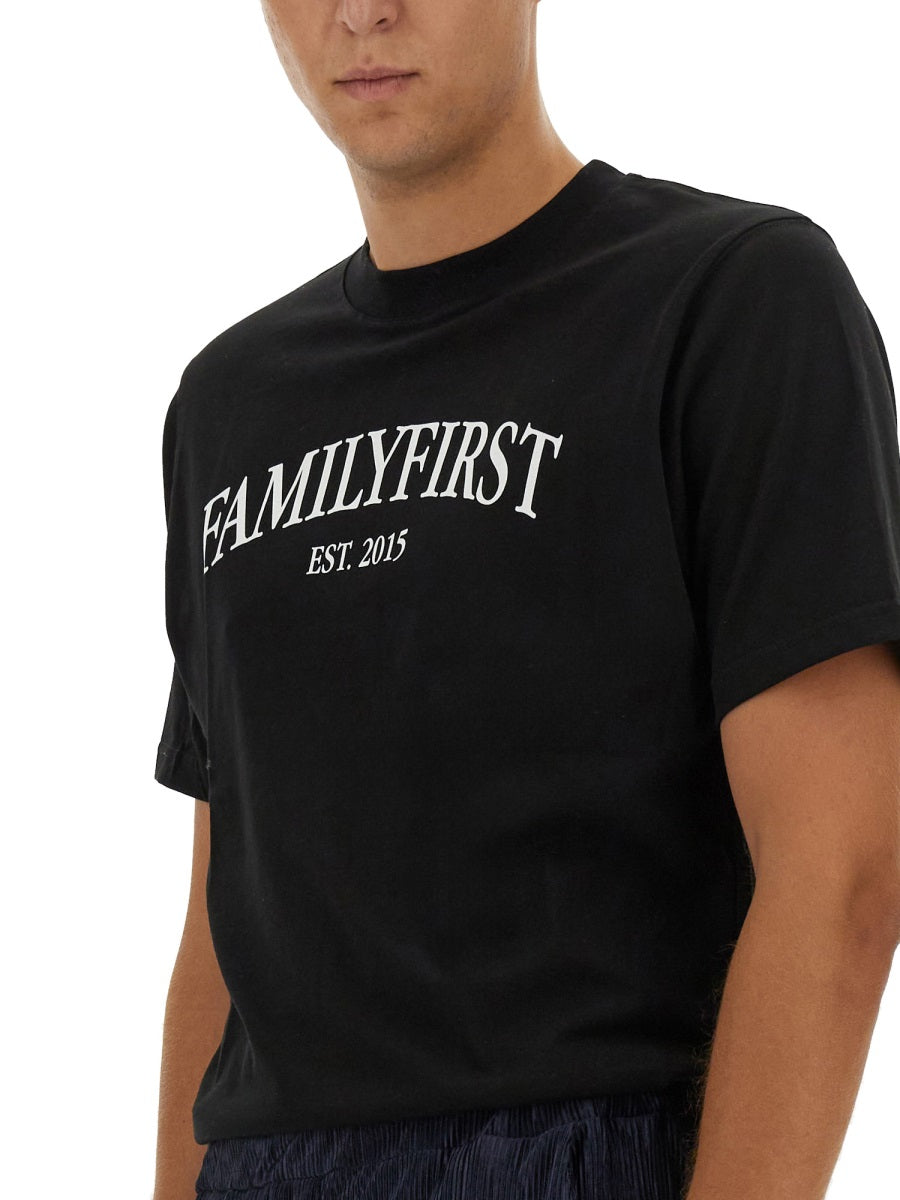Family First Logo-Embroidered Cotton T-Shirt — Black, view 2