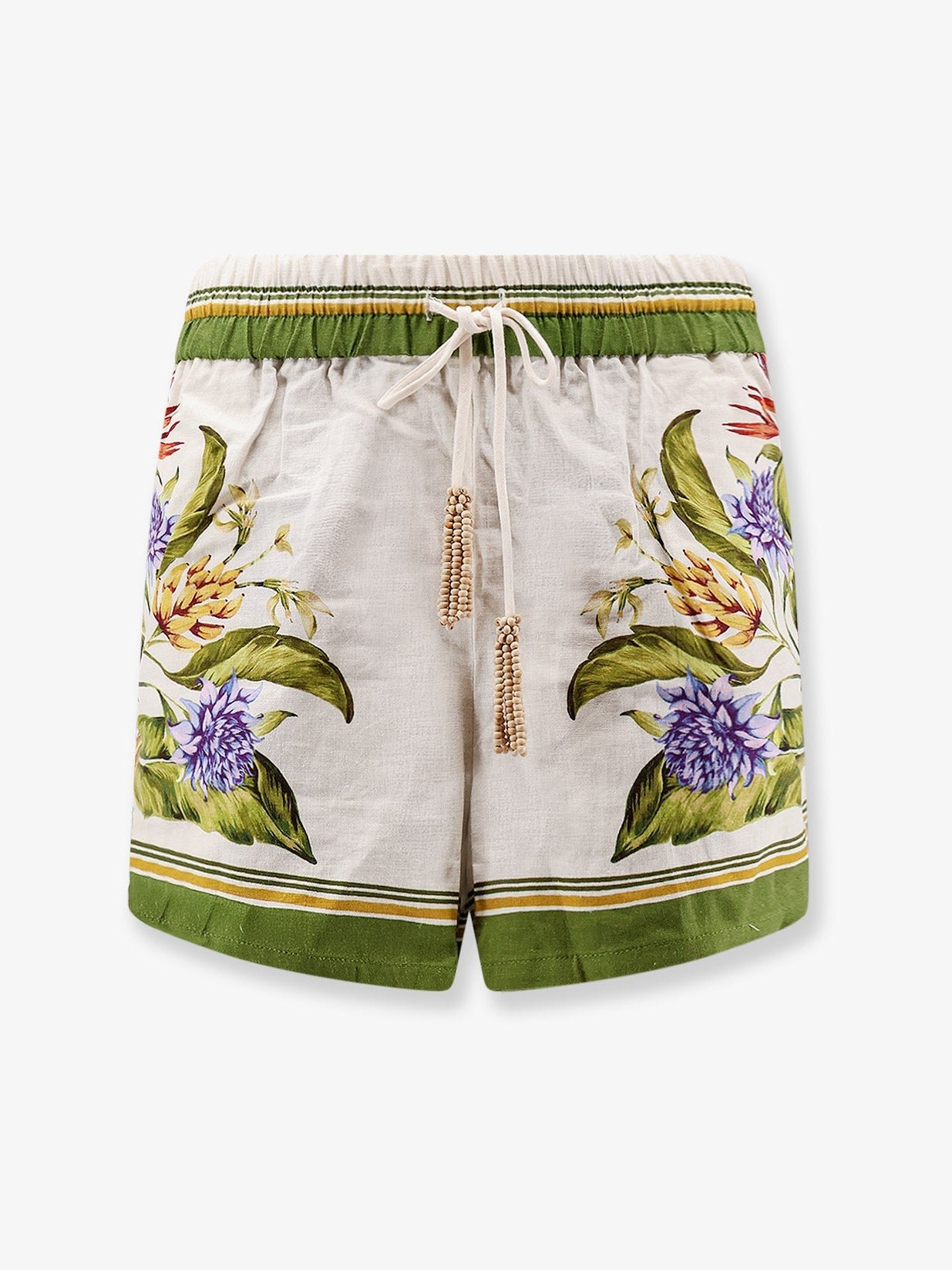Farm Rio Tropical Print Linen-Viscose Bermuda Shorts — Green by Farm Rio