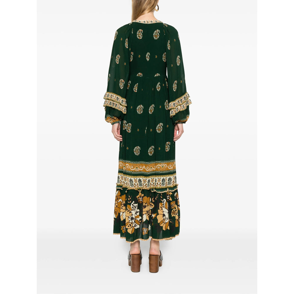 Farm Rio Floral Print V-Neck Dress — Green, view 2