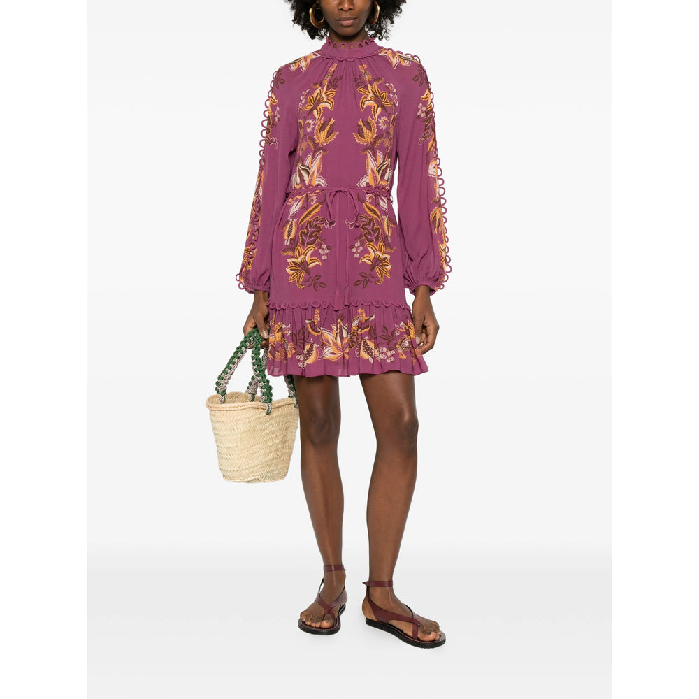Farm Rio Floral-Embroidered Dress — Pink, view 5