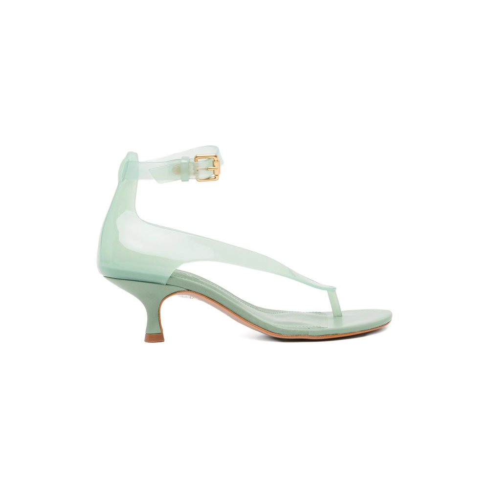 Farm Rio Open-Toe Ankle Strap Heel Sandal — Green by Farm Rio