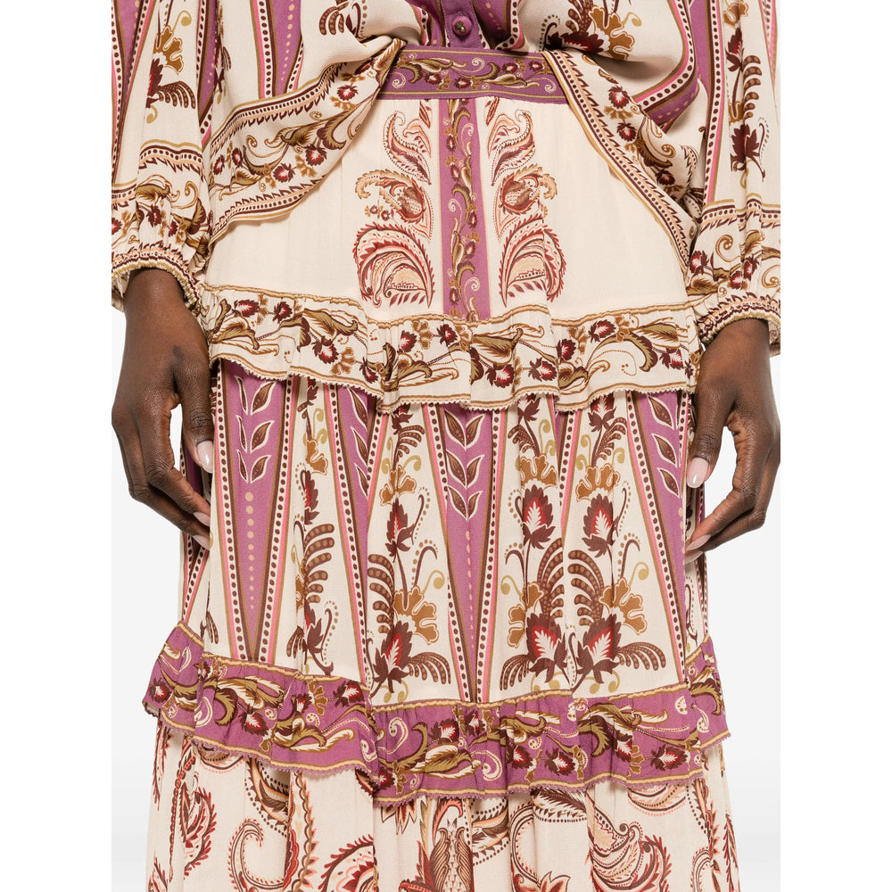 Farm Rio Paisley Print Tiered Skirt — Purple, view 2