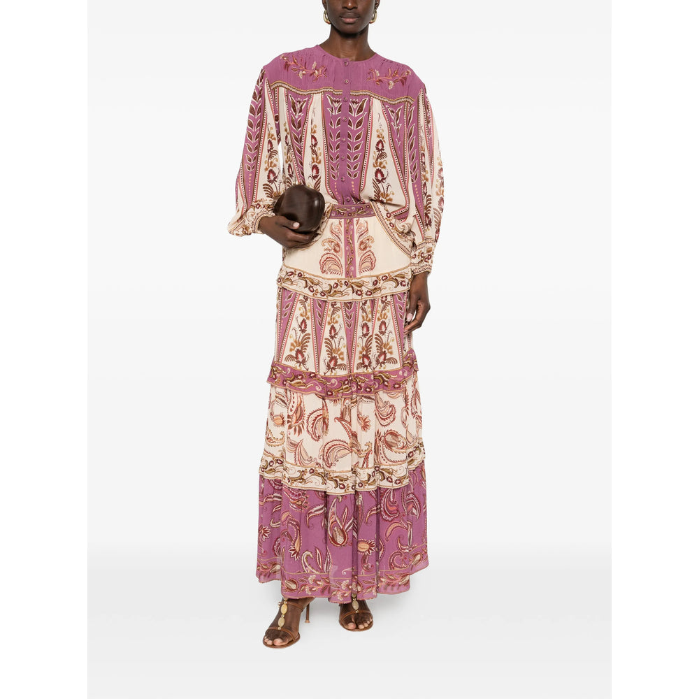 Farm Rio Paisley Print Tiered Skirt — Purple, view 3