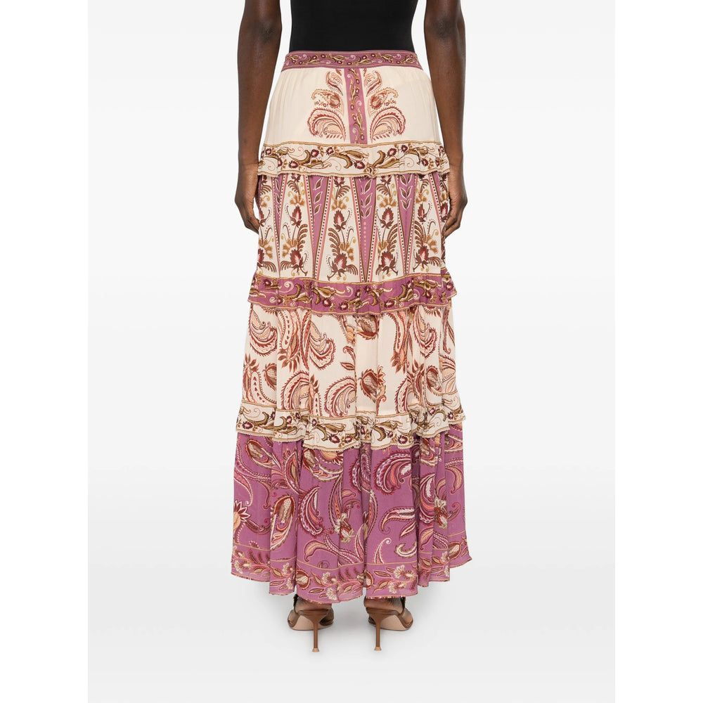 Farm Rio Paisley Print Tiered Skirt — Purple, view 4