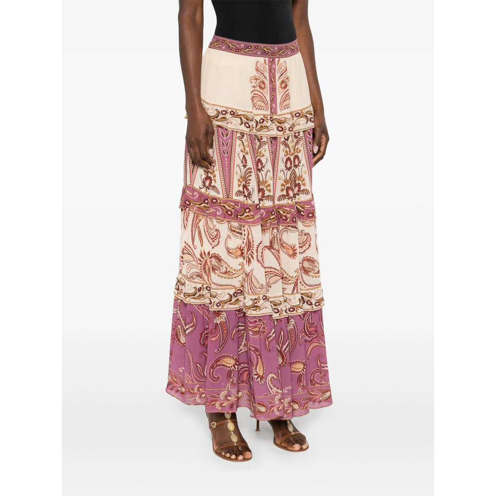 Farm Rio Paisley Print Tiered Skirt — Purple, view 5