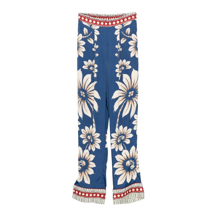 Farm Rio Floral Print Trousers — Blue by Farm Rio