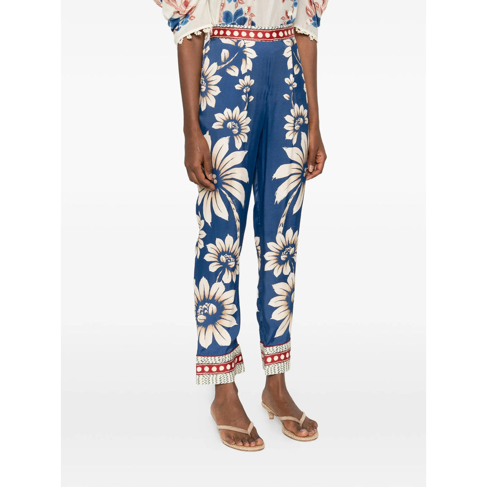Farm Rio Floral Print Trousers — Blue, view 2