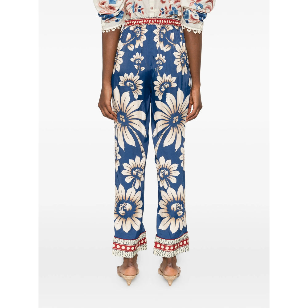Farm Rio Floral Print Trousers — Blue, view 4
