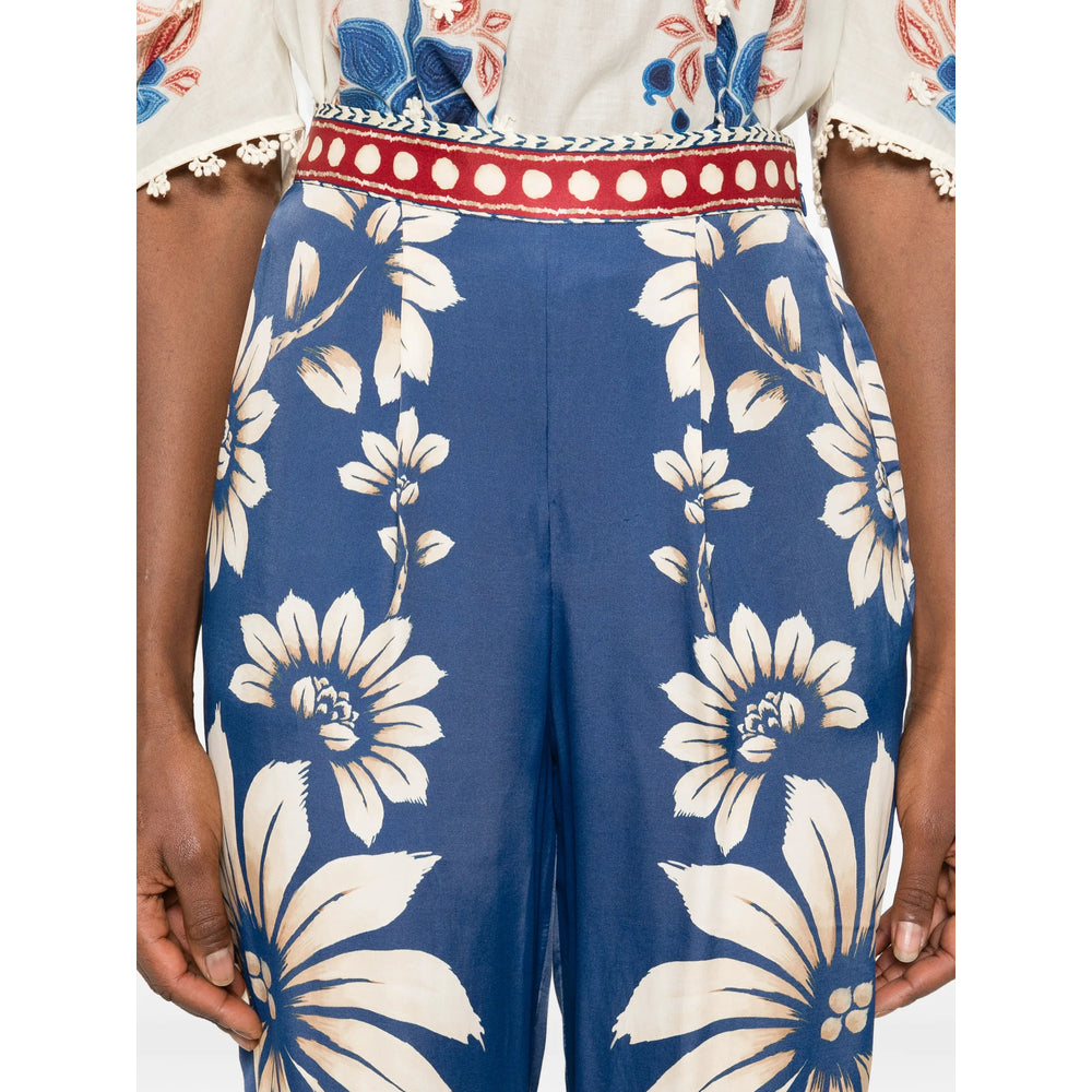 Farm Rio Floral Print Trousers — Blue, view 5