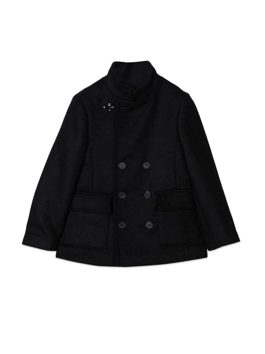 Fay Double-Breasted Wool Coat — Blue by Fay