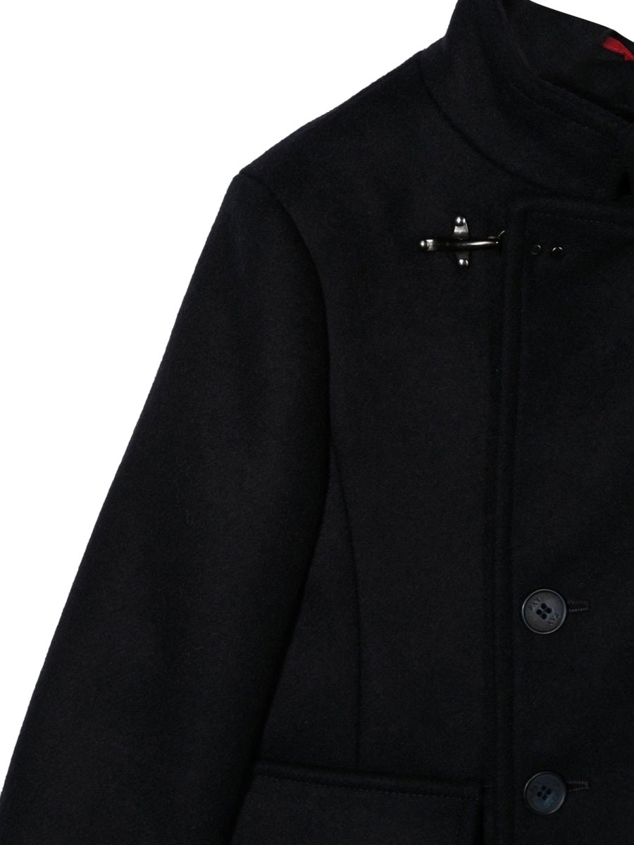 Fay Double-Breasted Wool Coat — Blue, view 3
