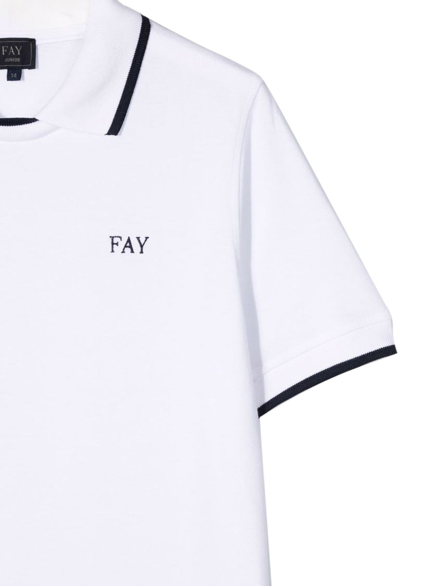 Fay Cotton Polo Shirt — White, view 2