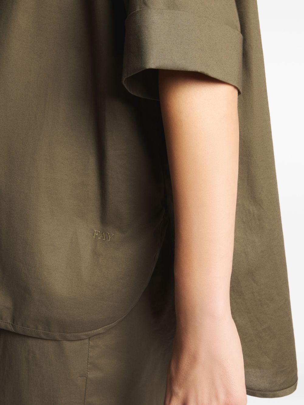 Fay Cotton Shirt — Olive, view 2
