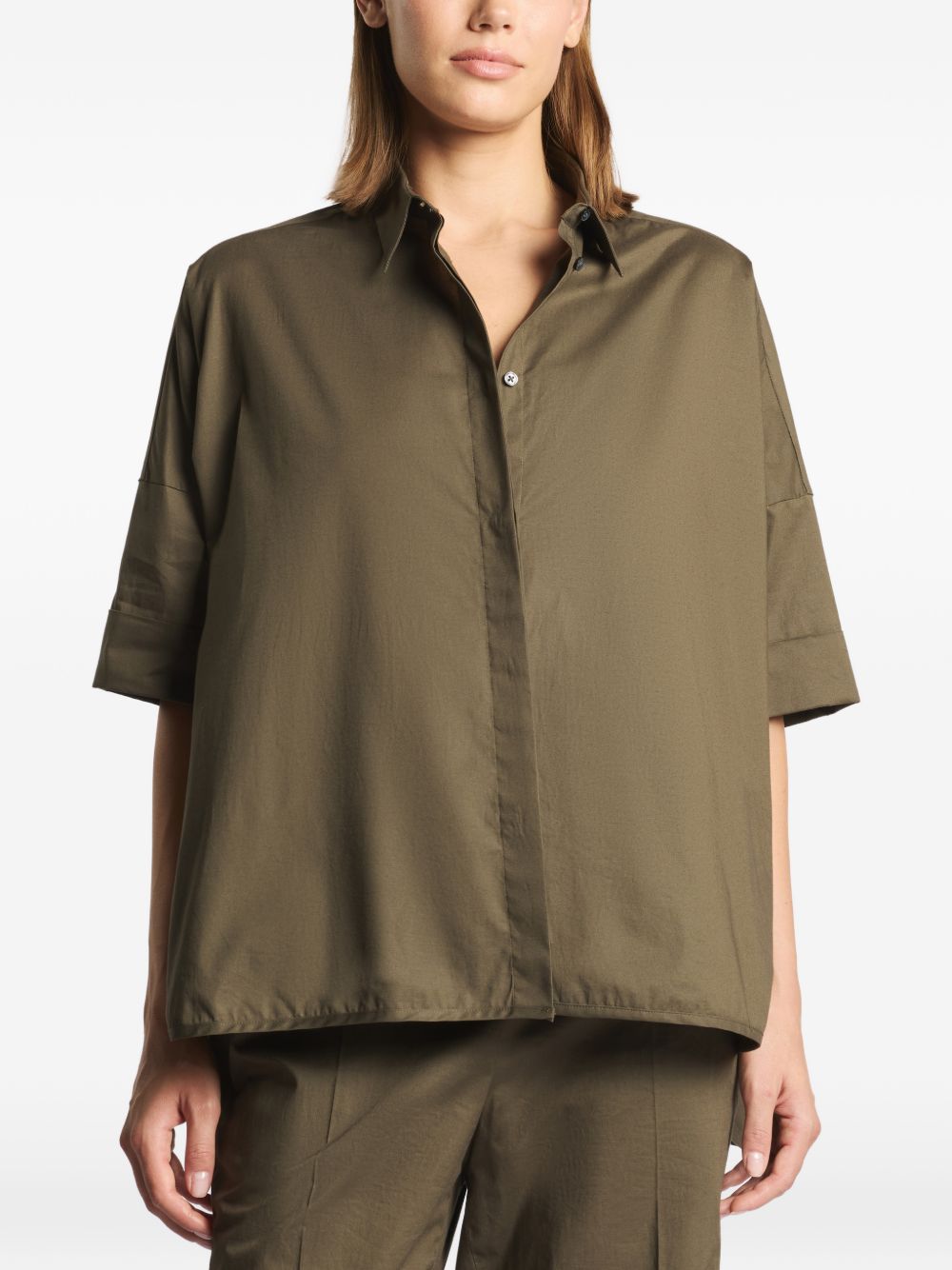 Fay Cotton Shirt — Olive, view 4