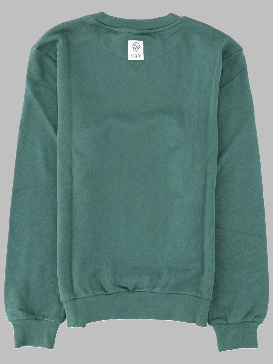 Fay Cotton Sweatshirt — Green, view 2