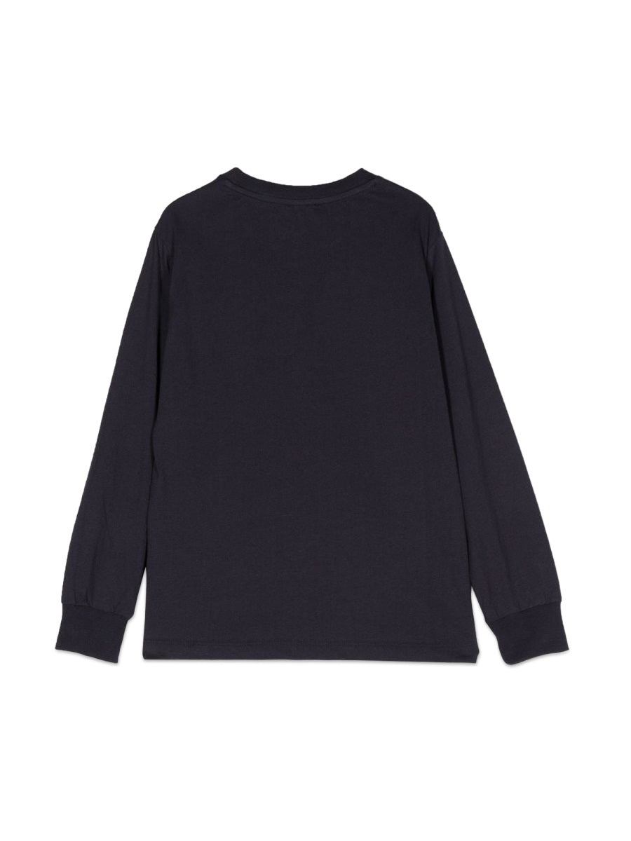Fay Long-Sleeved Cotton T-Shirt — Blue, view 3