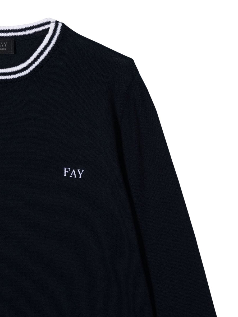 Fay Cotton T-shirt — Blue, view 2