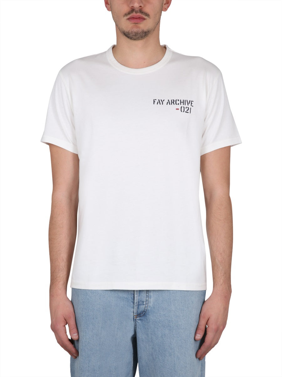 Fay Logo-Print Cotton T-Shirt — White by Fay